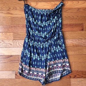 Boho Print Strapless Romper
